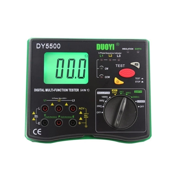 DUOYI DY5500 Car 4 in 1 Digital Multifunction Resistance Tester Insulation Earth Multimeter, DY5500 DUOYI DY5500 Car 4 in 1 Digital Multifunction Resistance Tester Insulation Earth Multimeter, DY5500